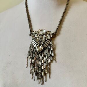 Banana Republic silver tone crystal rhinestone necklace